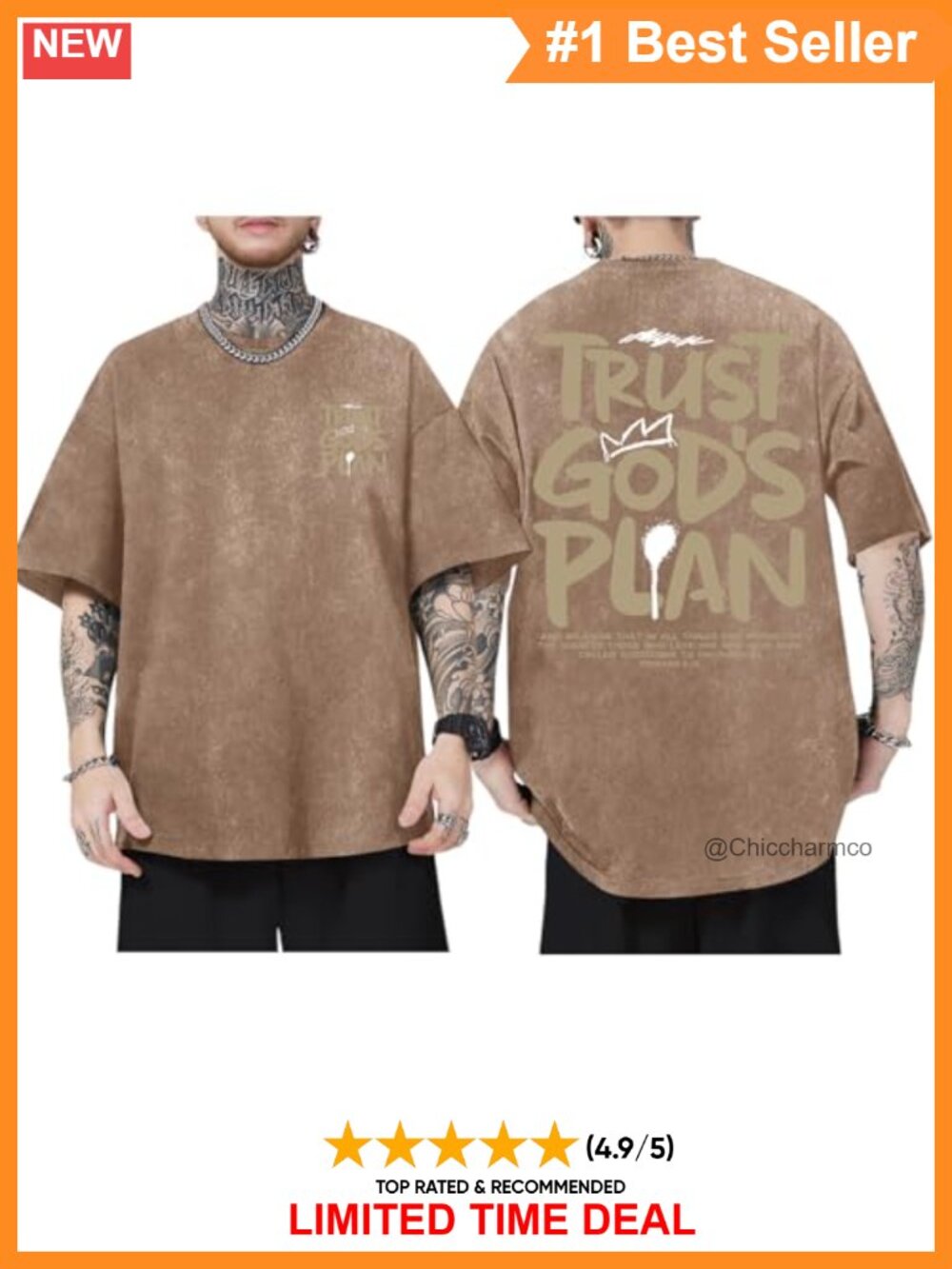 Oversized Christian T-Shirt Trust Gods Plan Jesus Graphic Tee